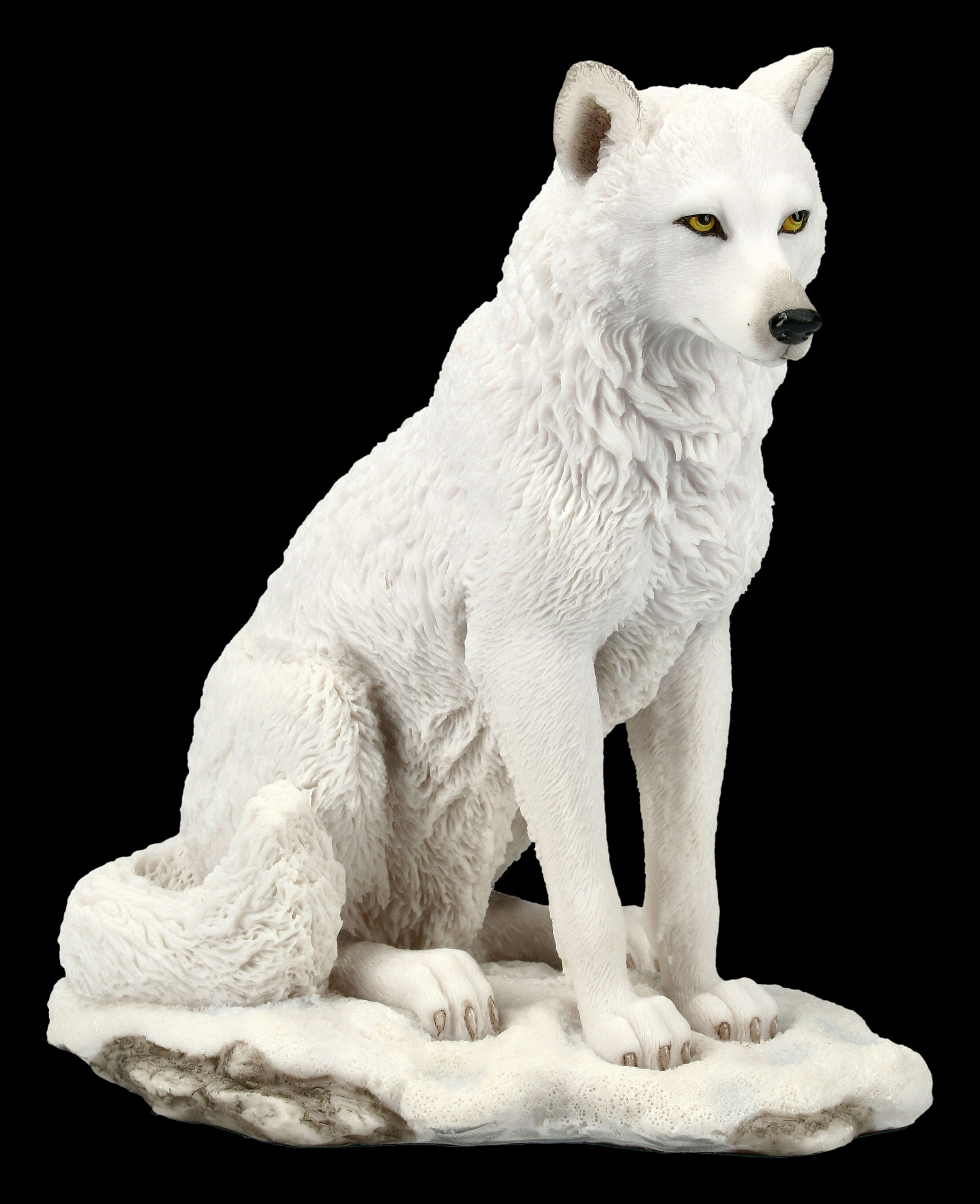 Weiße Wolf Figur sitzend Statue Deko Wölfe Wildlife Veronese 