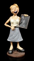 Funny Job Figurine - Female Teacher holds Blackboard
