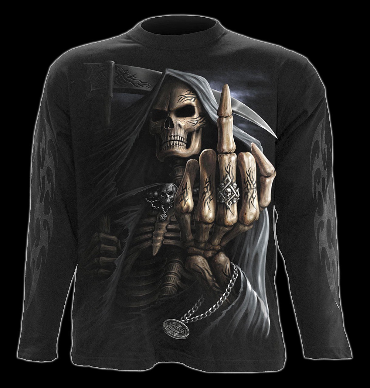 Langarmshirt - Reaper Mittelfinger - Bone Finger