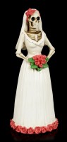 Skelett Figur - Braut mit roten Rosen