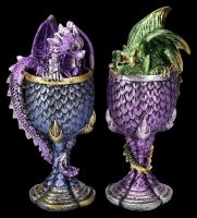 Dragon Figurines Sitting in Goblet Set of 2