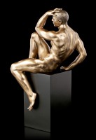 Male Nude Figurine - Sitting on Monolith