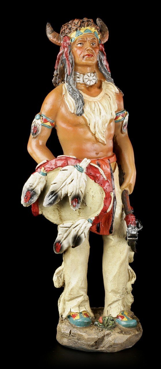 Indianer Figur - Mit Büffelkopf und Waffen