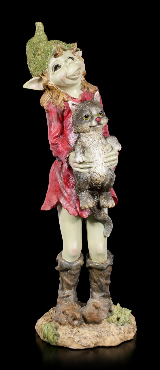 Große Pixie Figur - Agathor mit Kätzchen