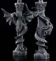 Drachen schlängeln sich um Säule Kerzenhalter Gothic Kerzenständer 2er Set 