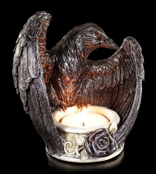 Stunning Gothic Bird  Figurine Raven's Ward Tea Light Candle Holder 