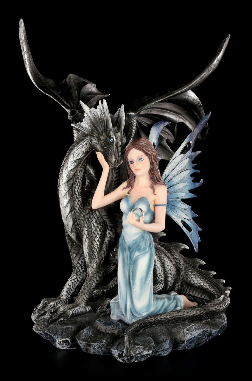 Fairy Figurine with black Dragon - Alari and Blackwing