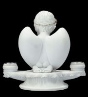 Angel Candle Holder - Cherub with pink Roses