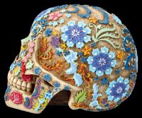 Skull Figurine with Colourful Floral Pattern