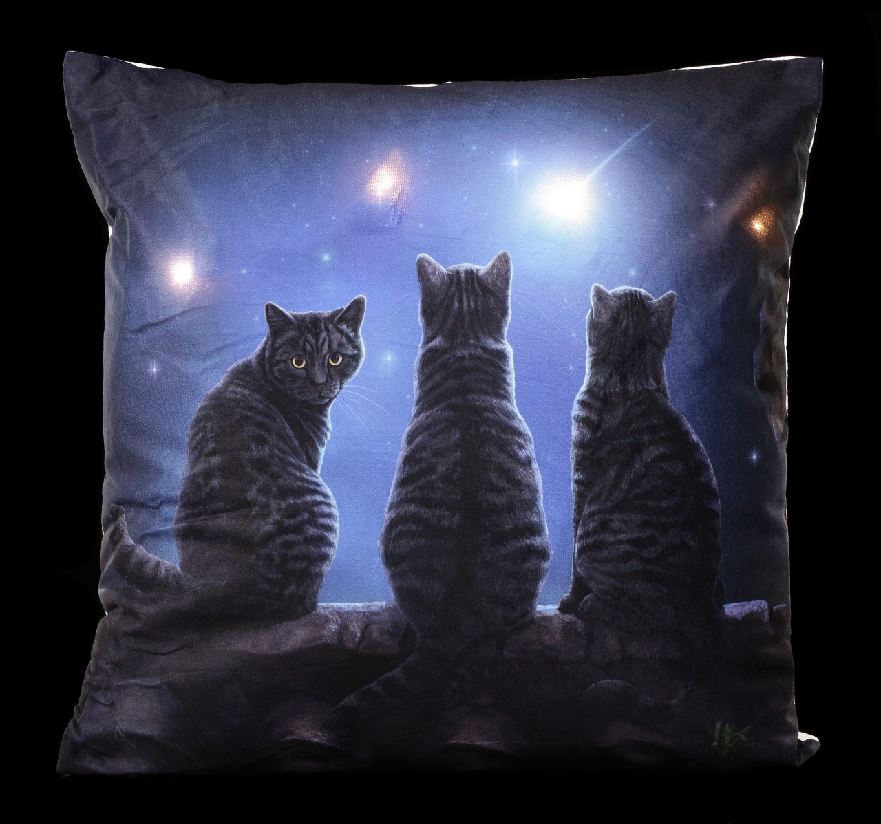 LED Cushion with Cats - Wish Upon a Star