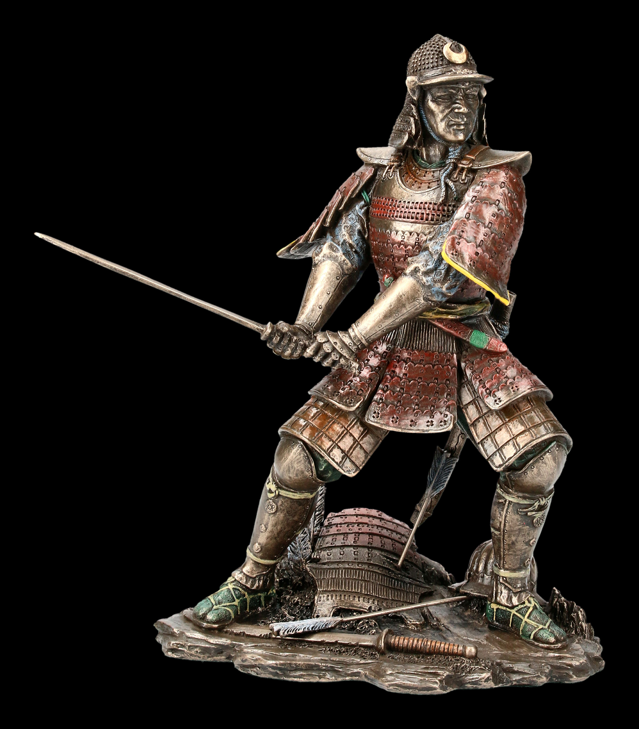 Krieger mit Naginata Samurai Figur Statue Veronese bronziert