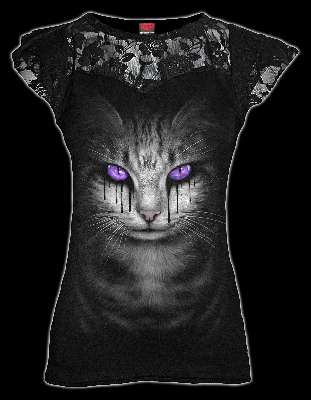 Damen Netz Shirt mit Katze - Cat's Tears