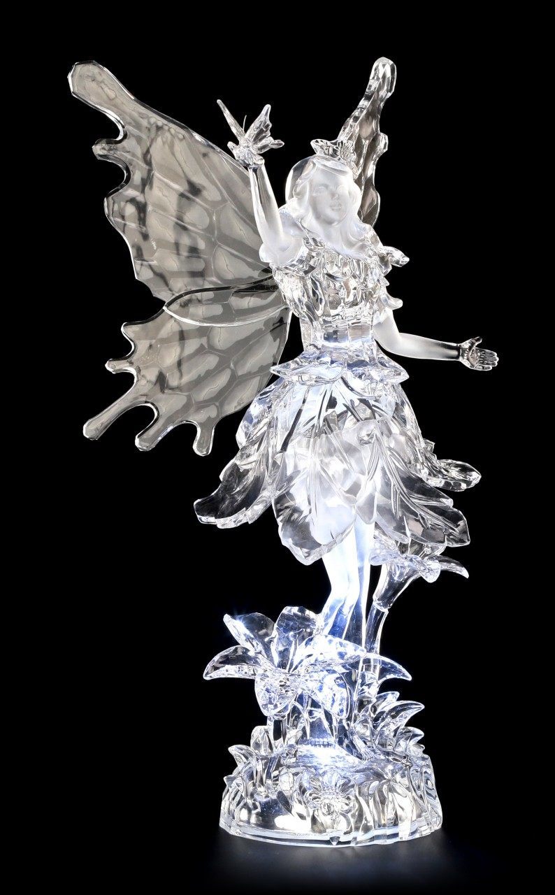 Acrylic Glass Fairy Figurine LED - Sabira with Butterfly