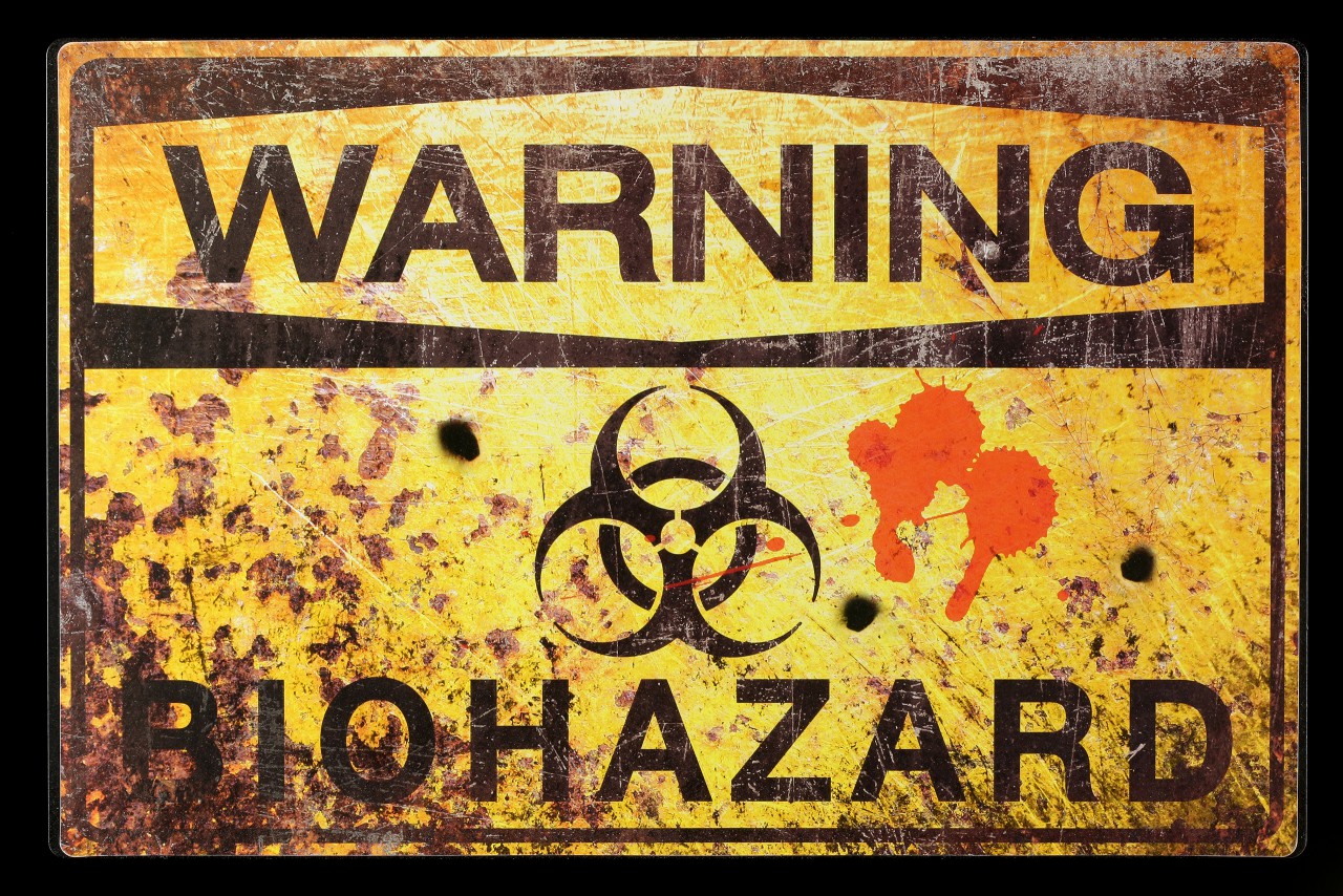 Metall Schild - Warning - Biohazard