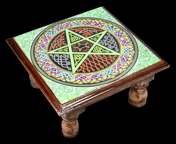 Altar Tisch mit buntem Pentagramm 30 cm