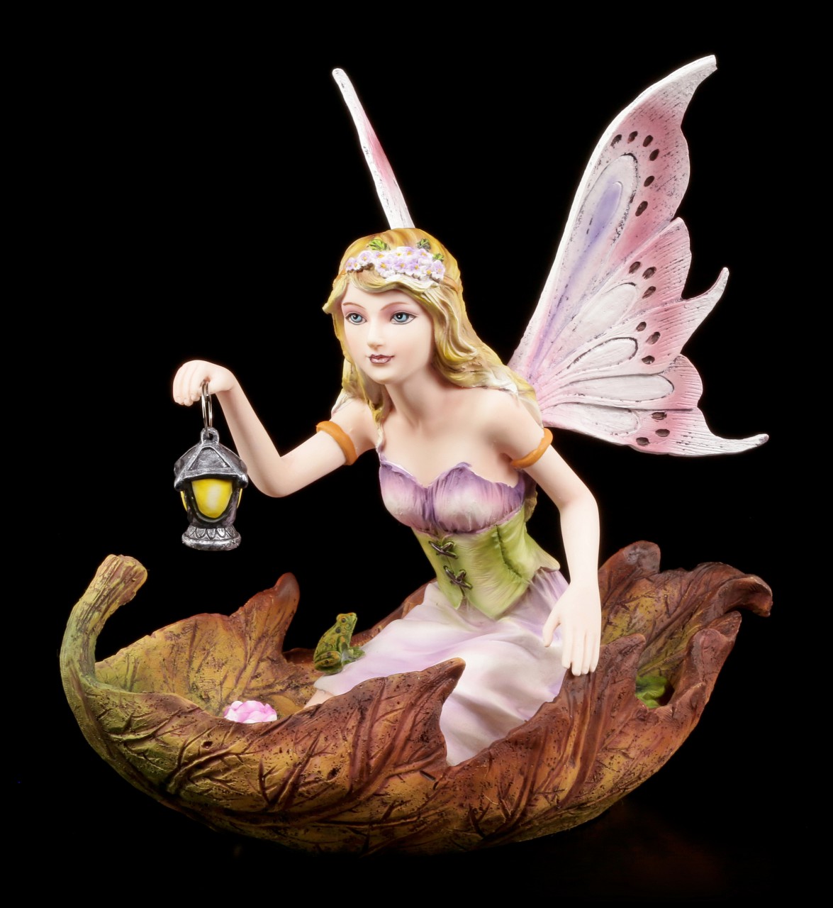 Fairy Figurine - Luminosa kneeling in Leaf
