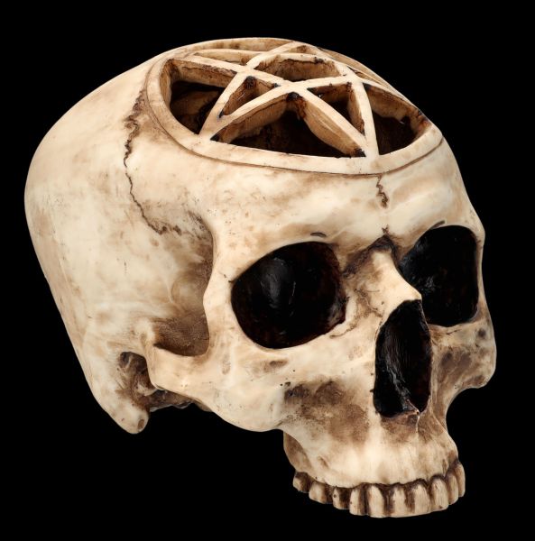 Totenkopf Figur - Ritualschädel mit Pentagramm