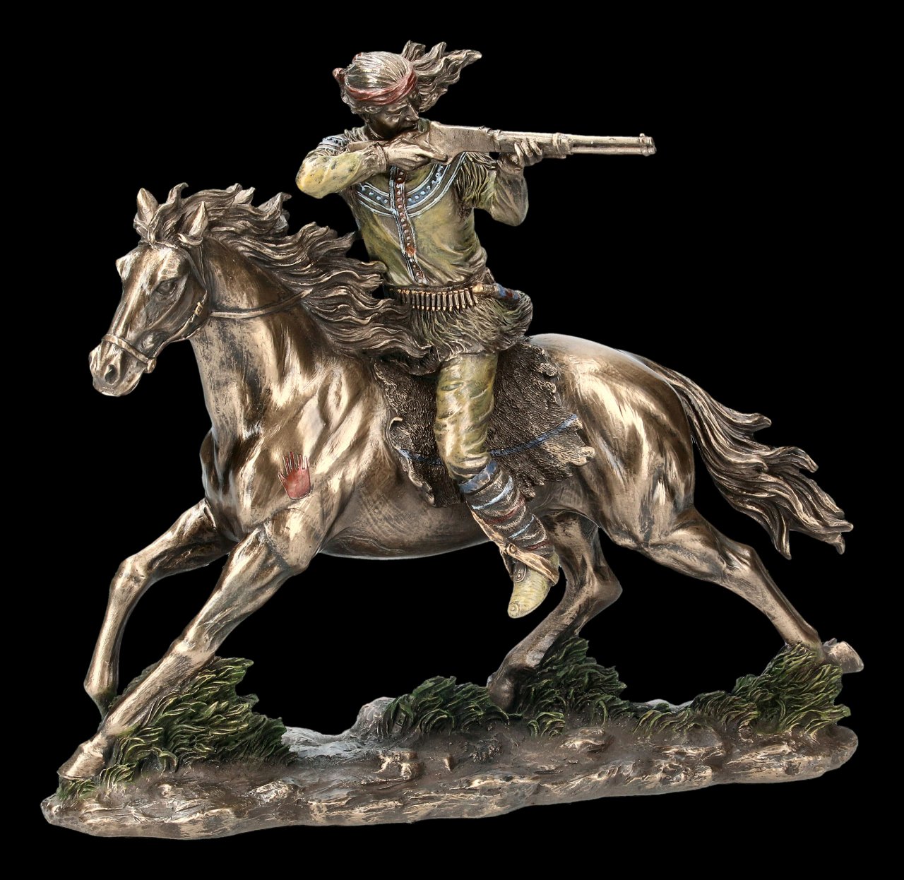Indian Figurine - Shooting Apache on Horse