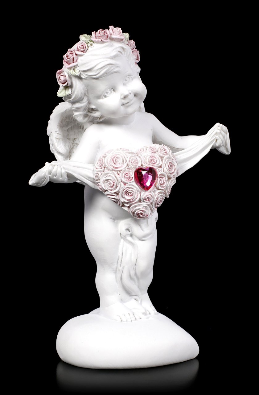Angel Figurine - Cherub with Rose Heart