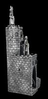 Knight Figurines Set of 12 silver with Castle Display