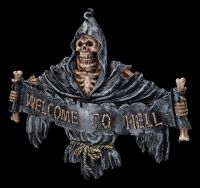Türschild Skelett Reaper - Welcome to Hell klein
