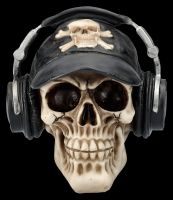 Skull with Baseball Cap and Headphones