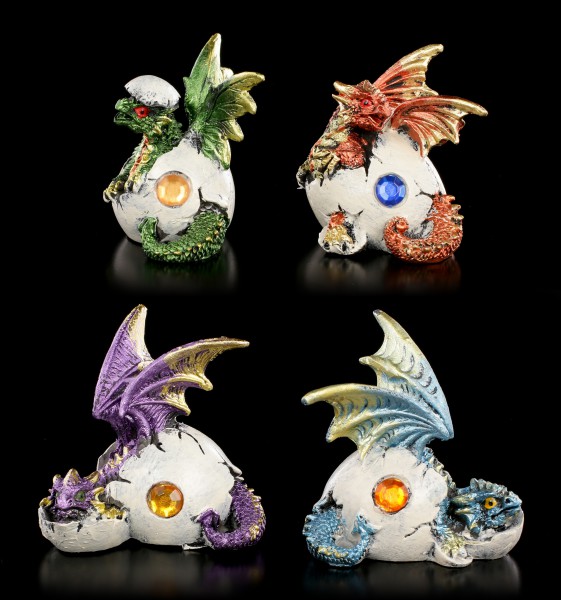 Kleine Drachen Figuren 4er Set - Schlüpfen aus Eiern