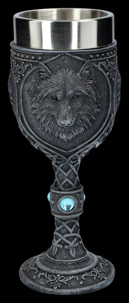 Gothic Goblet - Night Wolf with blue Gemstones