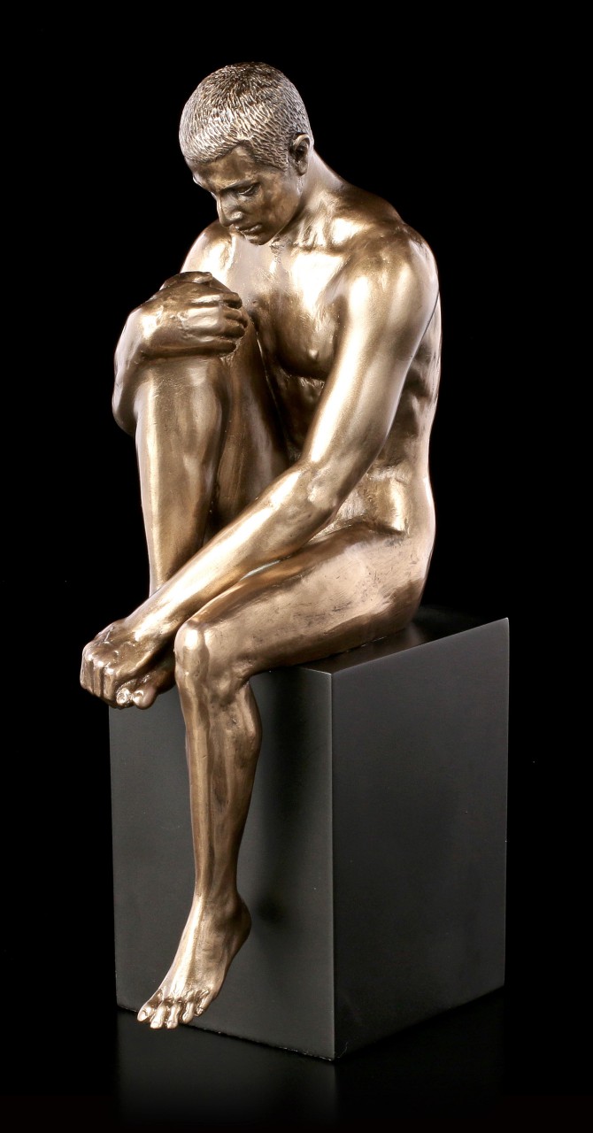 Male Nude Figurine - Sitting on Monolith