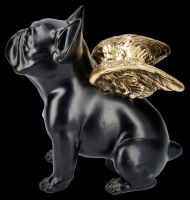 Bulldoggen Figur schwarz mit goldenen Flügeln