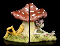 Pixie Figur im Pilz als Buchstützen Set