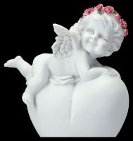 Engel Figur - Putte mit Rosenkranz auf Herz