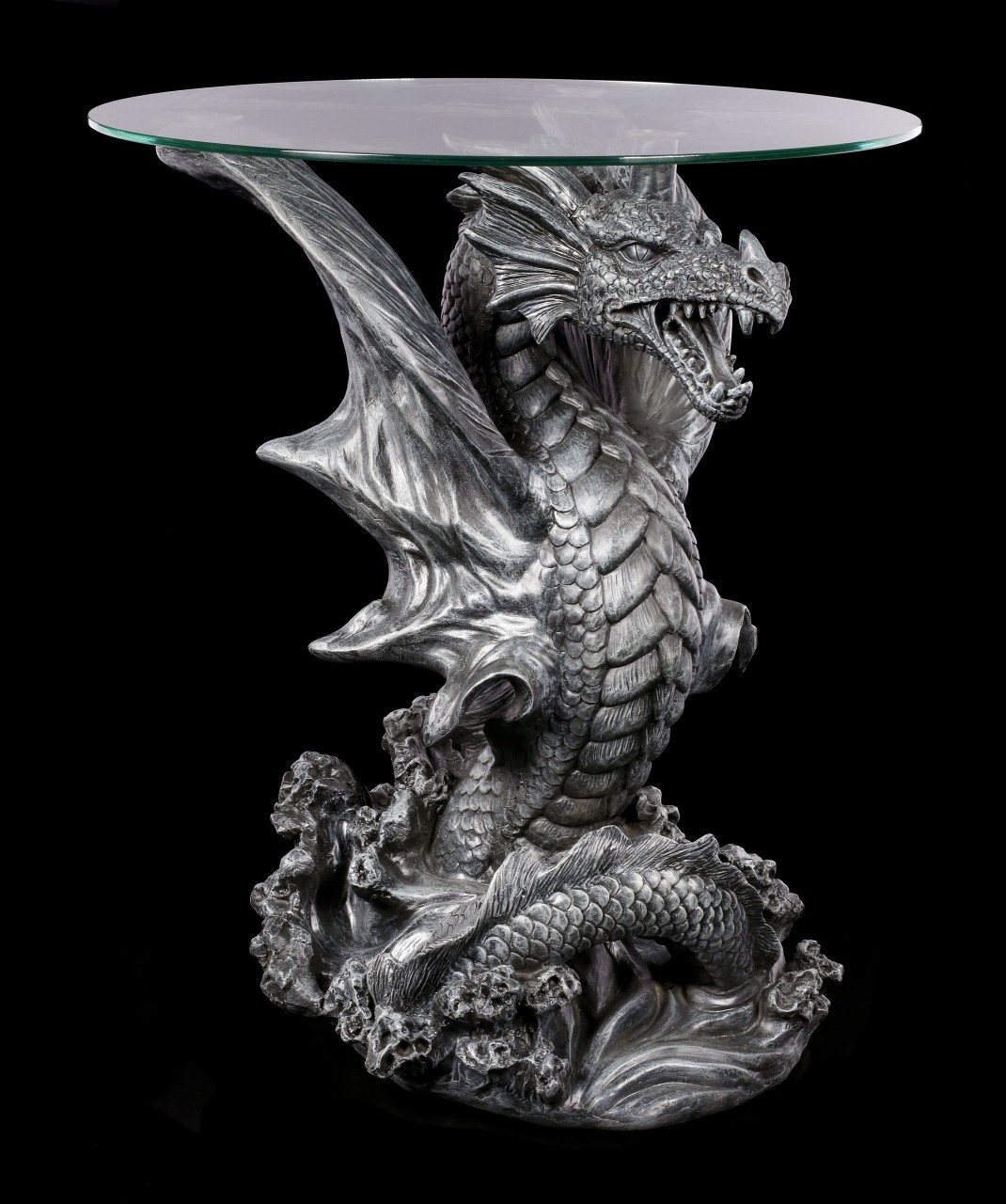 Dragon Table with Glass Plate - Water Dragon
