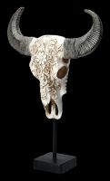 Cow Skull with Decorations and Stand