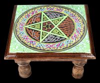 Altar Tisch mit buntem Pentagramm 30 cm