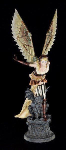 Steampunk Engel Figur - Cordelia mit Gargoyle - groß