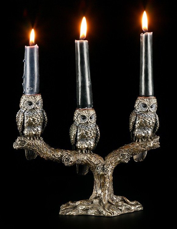 Kerzenhalter - Drei weise Eulen