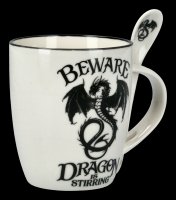 Tasse mit Löffel - Drache Beware Dragon is Stirring