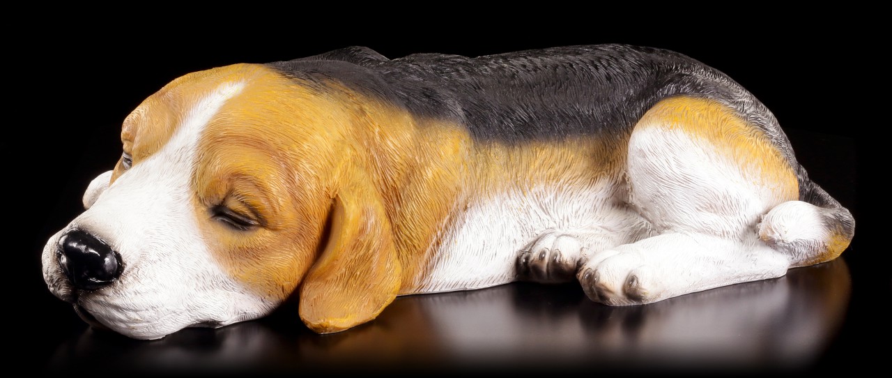 Gartenfigur Hund - Schlafender Beagle