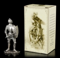 Pewter Knight Figurine with Sword and Shield