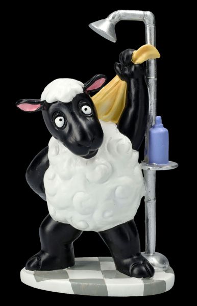 Lustige Schaf Figur beim Duschen
