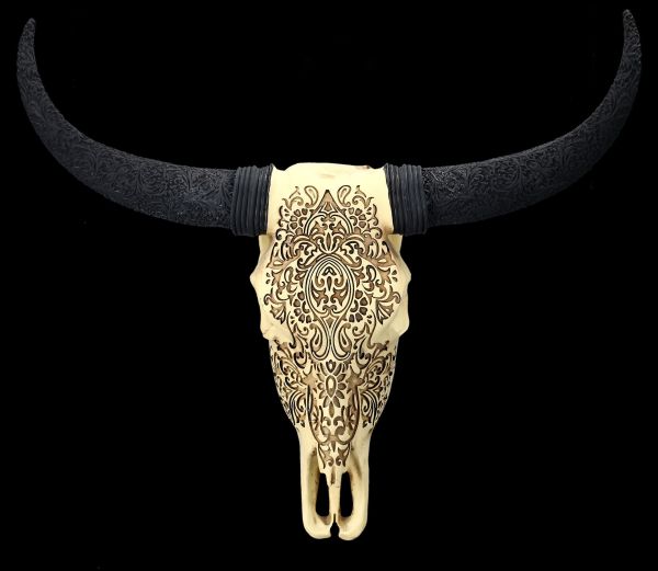 Wall Plaque - Cattle Skull with Ornaments