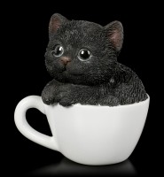 Schwarzes Kätzchen in Tasse - klein