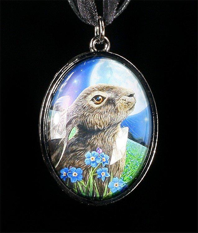 Witchcraft Glass Picture Pendant - Moongazing Hare