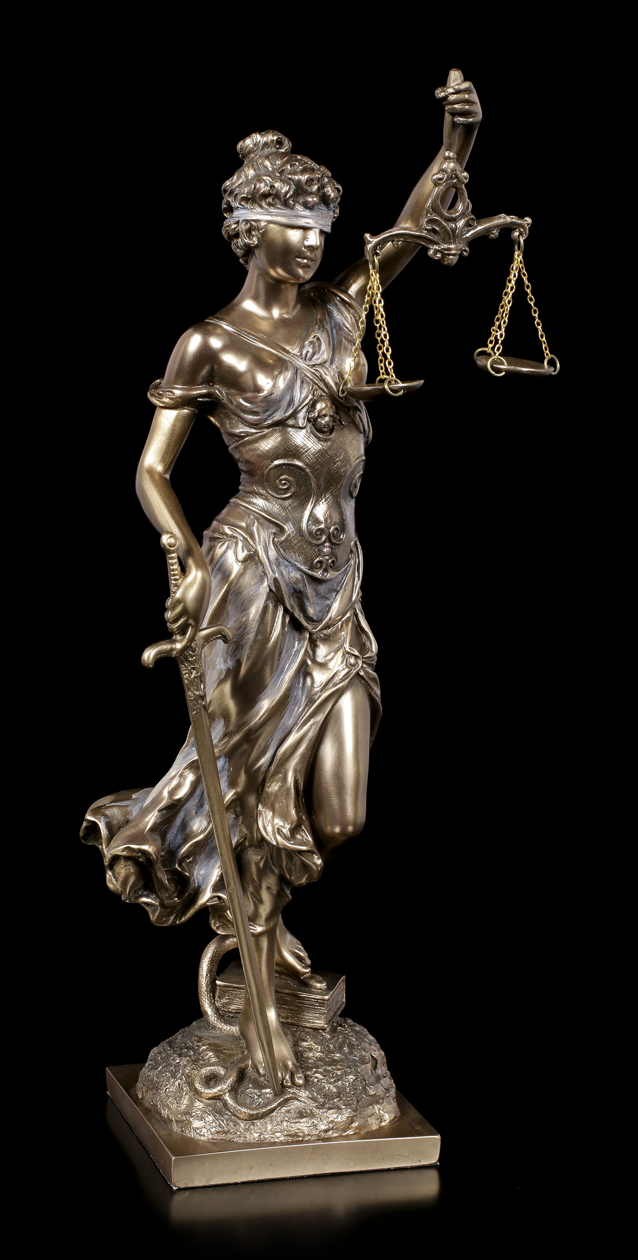 Veronese Statue Große Justitia Figur Göttin der Gerechtigkeit silber gold