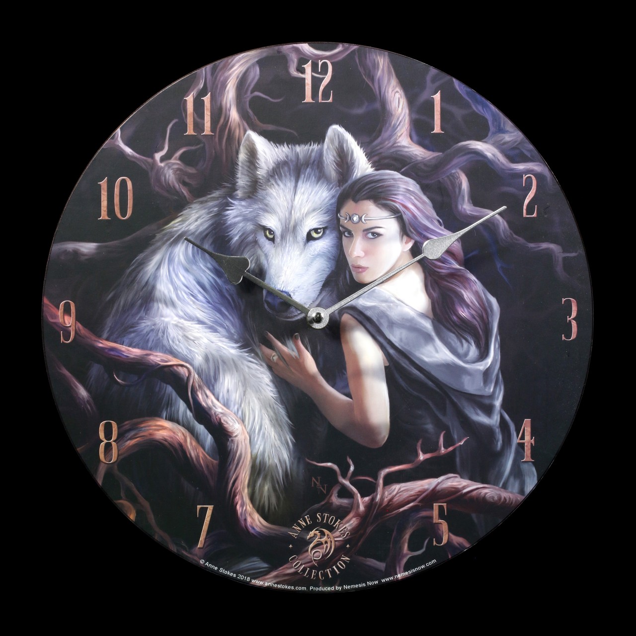 Wall Clock with Wolf - Soul Bond