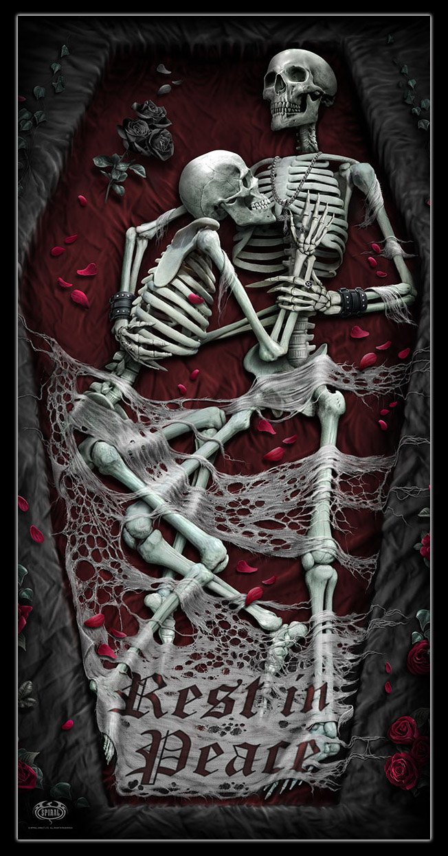 Badetuch mit Skeletten - Rest in Peace
