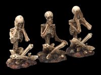 Skeleton Figurines Sitting Set of 3 - No Evil