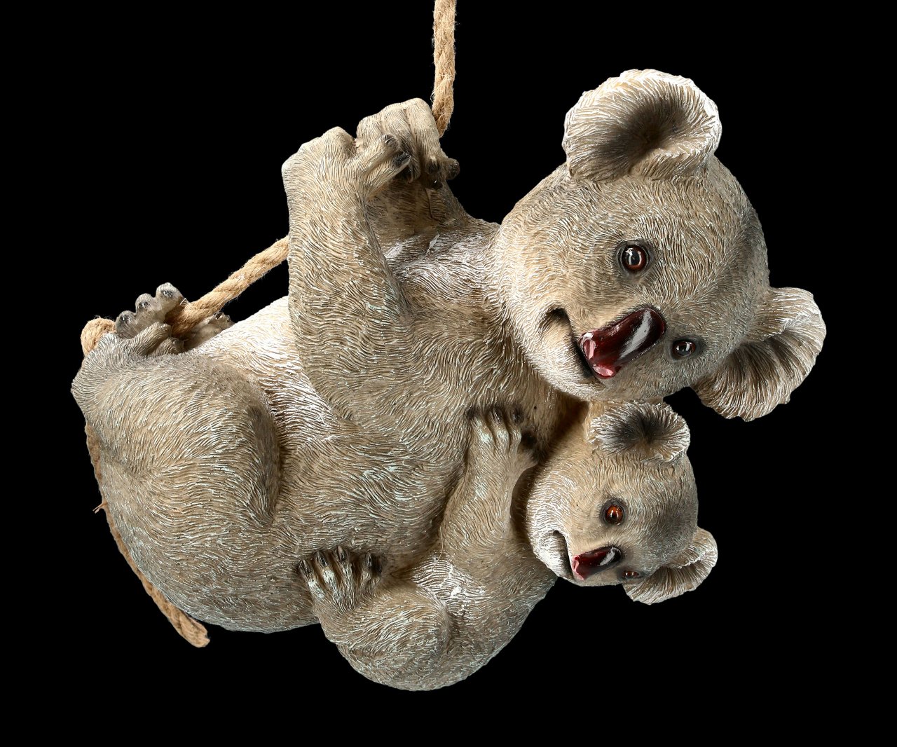 Gartenfigur - Koala Mama mit Kind am Seil