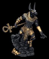 Anubis Krieger Figur auf Felsen - schwarz